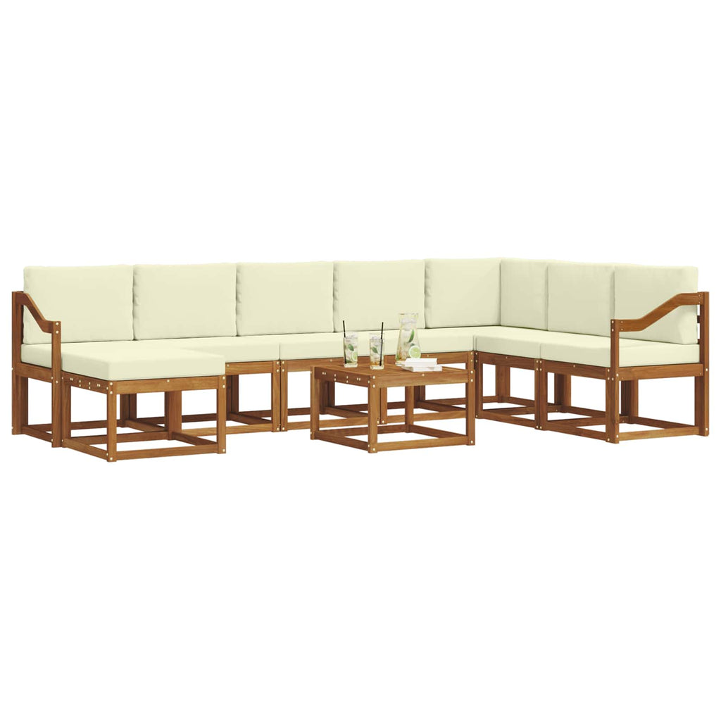 Outdoor-Sofagarnitur mit Kissen 9 pcs Natur und Creme