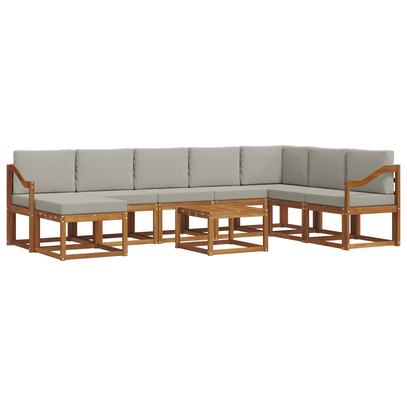 Outdoor-Sofagarnitur mit Kissen 9 pcs Natürlich und Hellgrau
