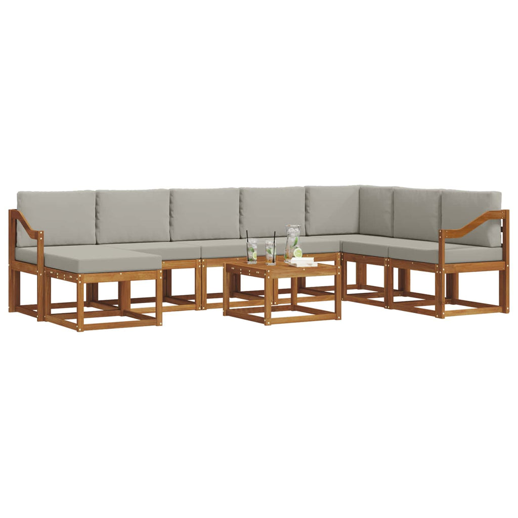 Outdoor-Sofagarnitur mit Kissen 9 pcs Natürlich und Hellgrau