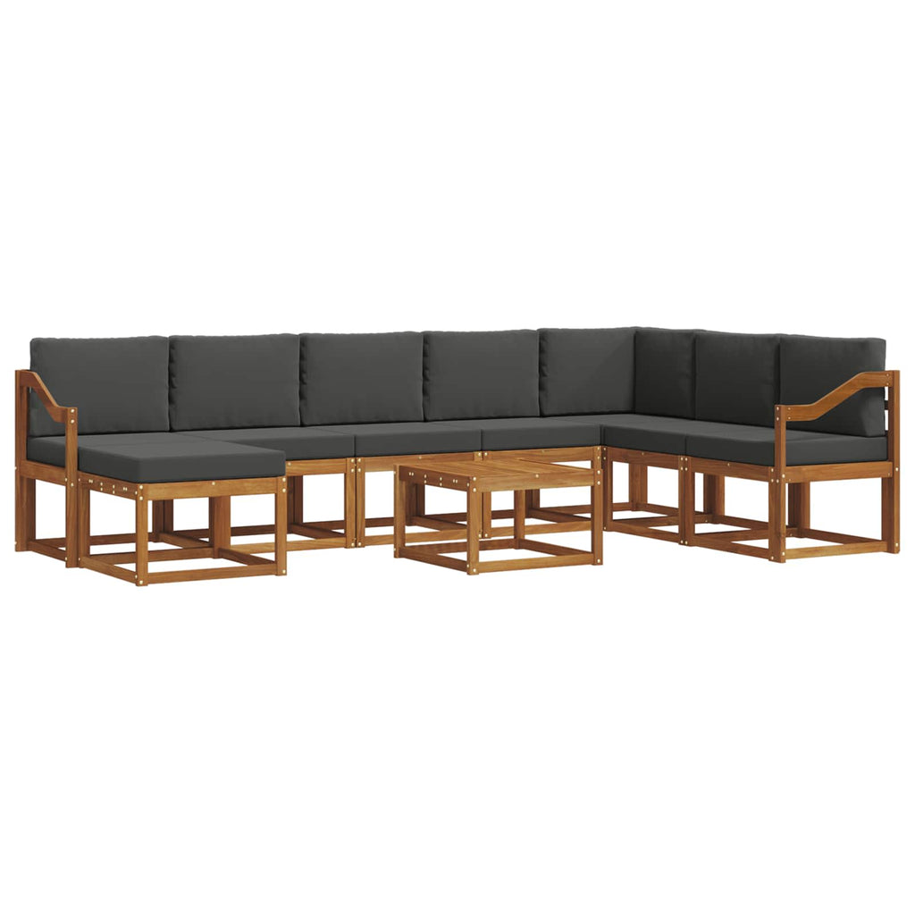 Outdoor-Sofagarnitur mit Kissen 9 pcs Natur und Anthrazit