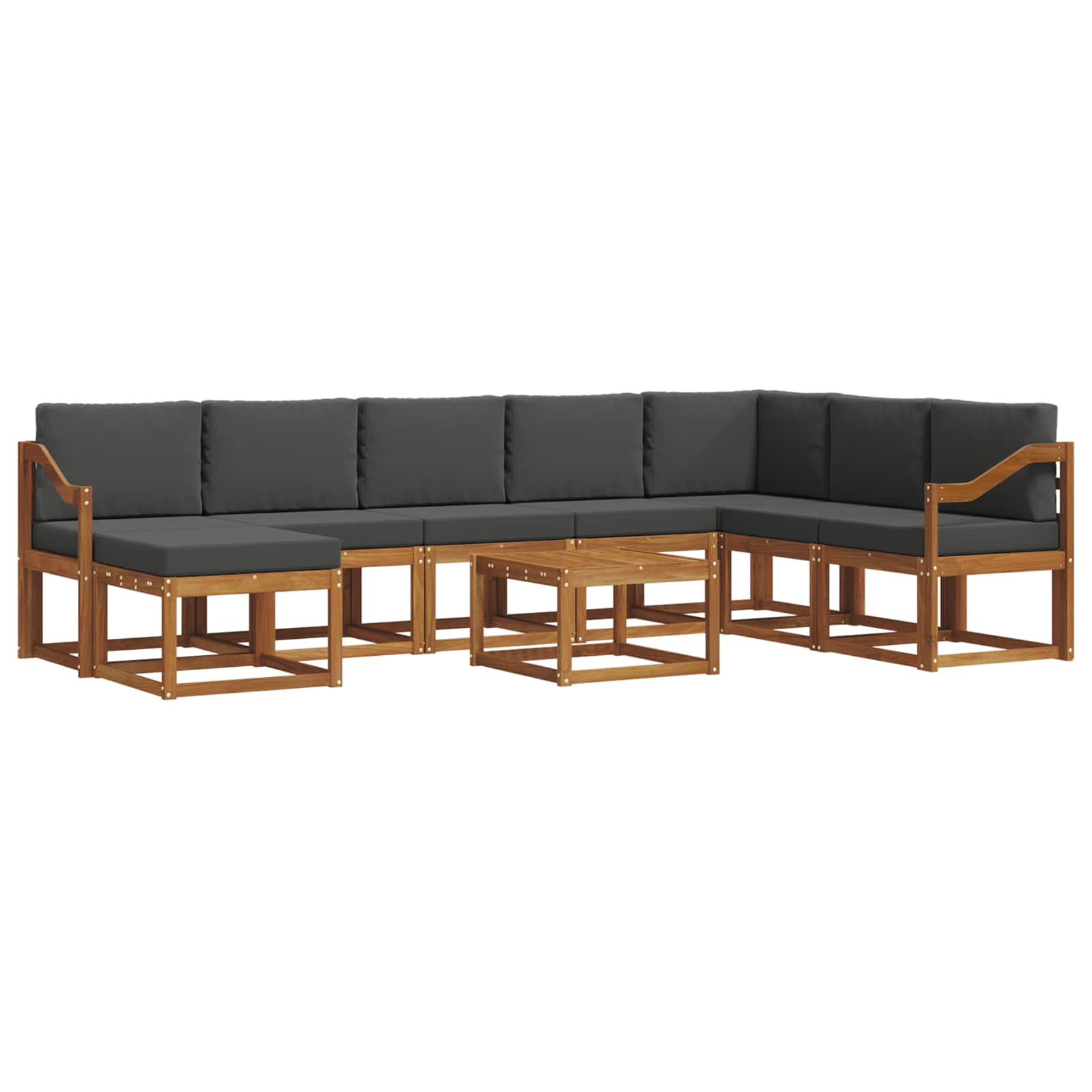 Outdoor-Sofagarnitur mit Kissen 9 pcs Natur und Anthrazit