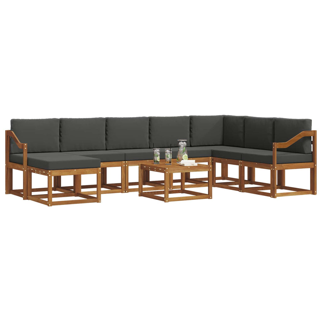 Outdoor-Sofagarnitur mit Kissen 9 pcs Natur und Anthrazit