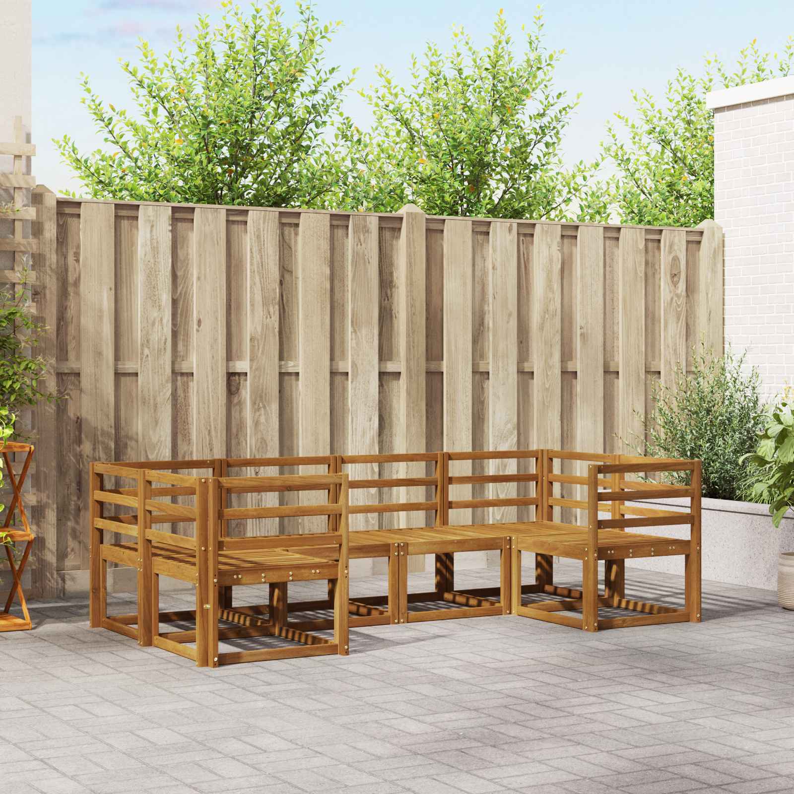 Outdoor-Sofagarnitur 6 pcs Natur Massivholz Akazie