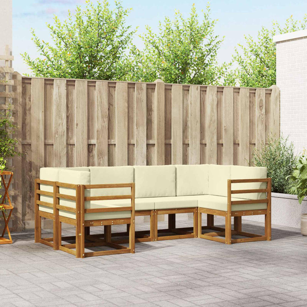 Outdoor-Sofagarnitur mit Kissen 6 pcs Natur und Creme