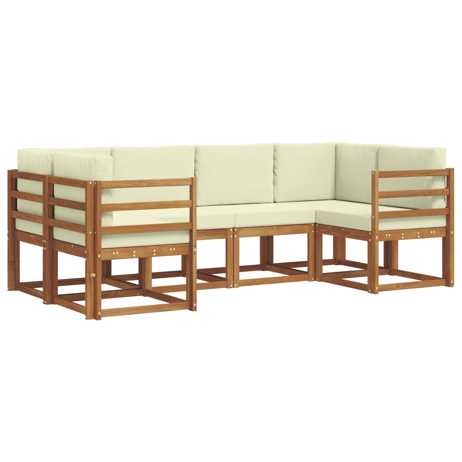 Outdoor-Sofagarnitur mit Kissen 6 pcs Natur und Creme