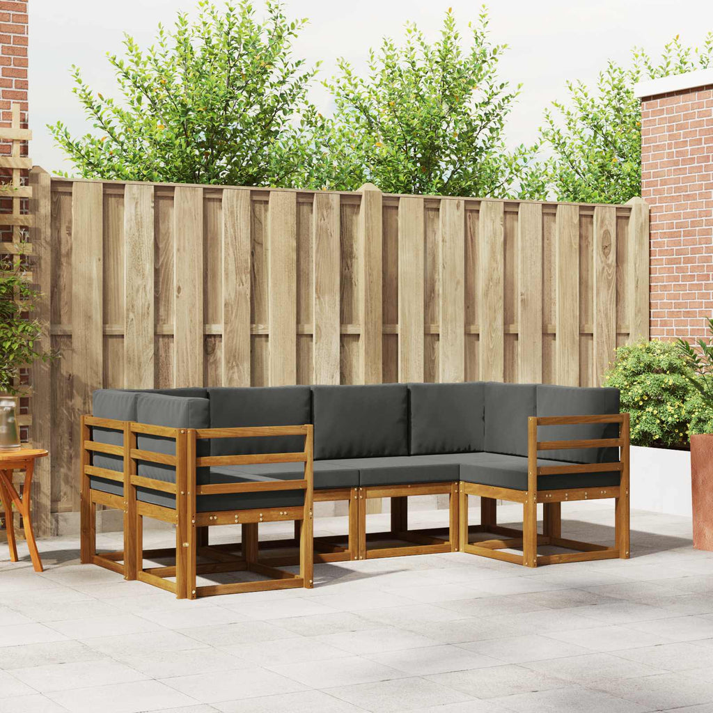Outdoor-Sofagarnitur mit Kissen 6 pcs Natur und Anthrazit