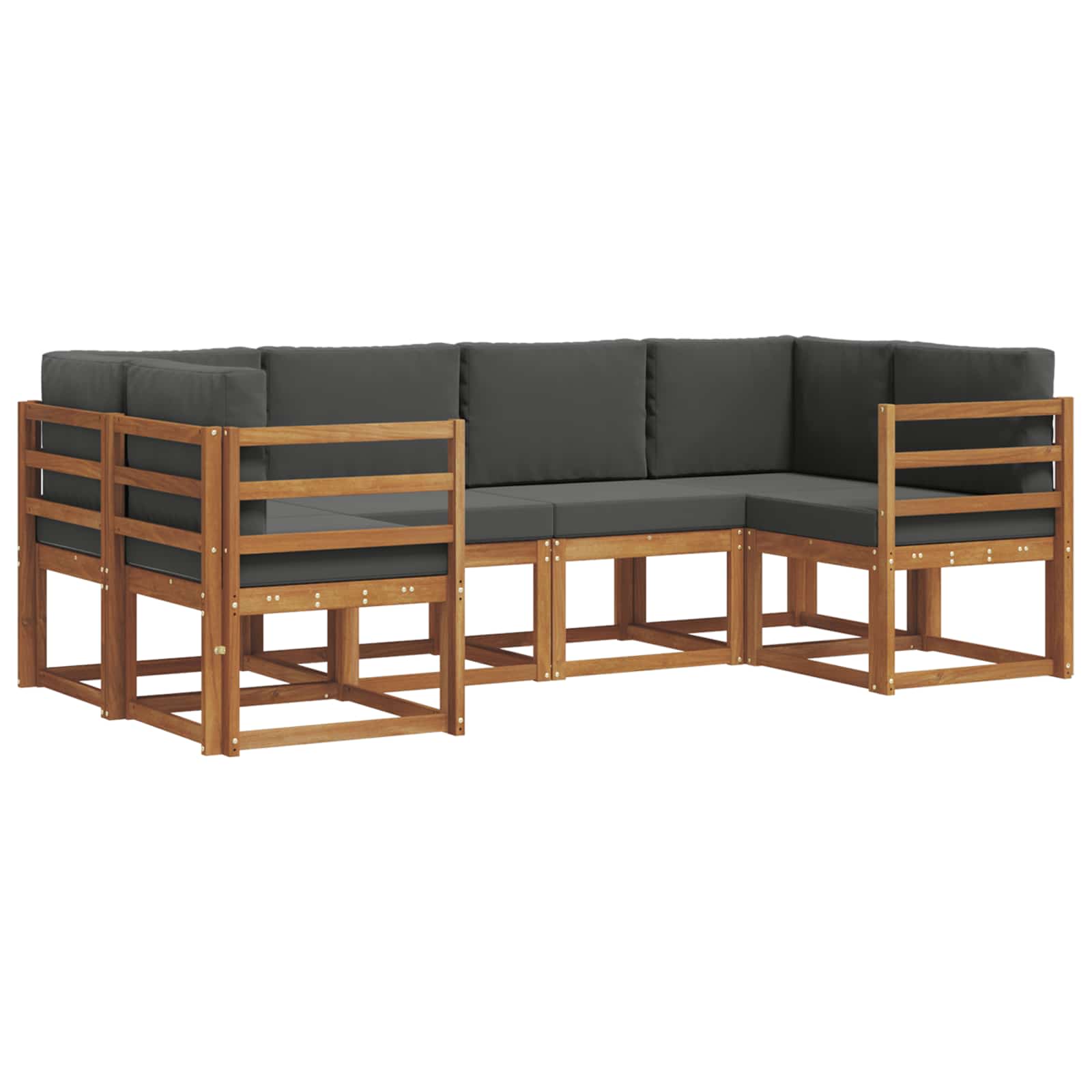 Outdoor-Sofagarnitur mit Kissen 6 pcs Natur und Anthrazit