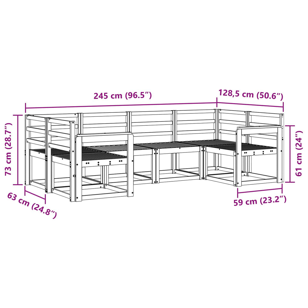 Outdoor-Sofagarnitur 6 pcs Natur Massivholz Akazie