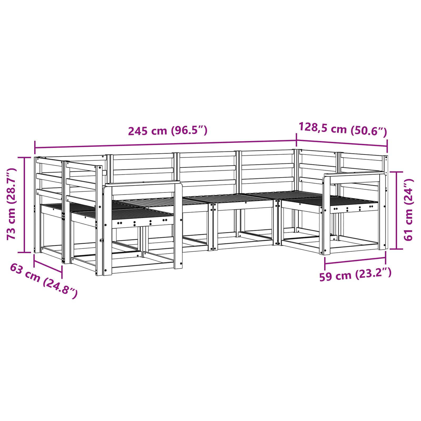 Outdoor-Sofagarnitur 6 pcs Natur Massivholz Akazie