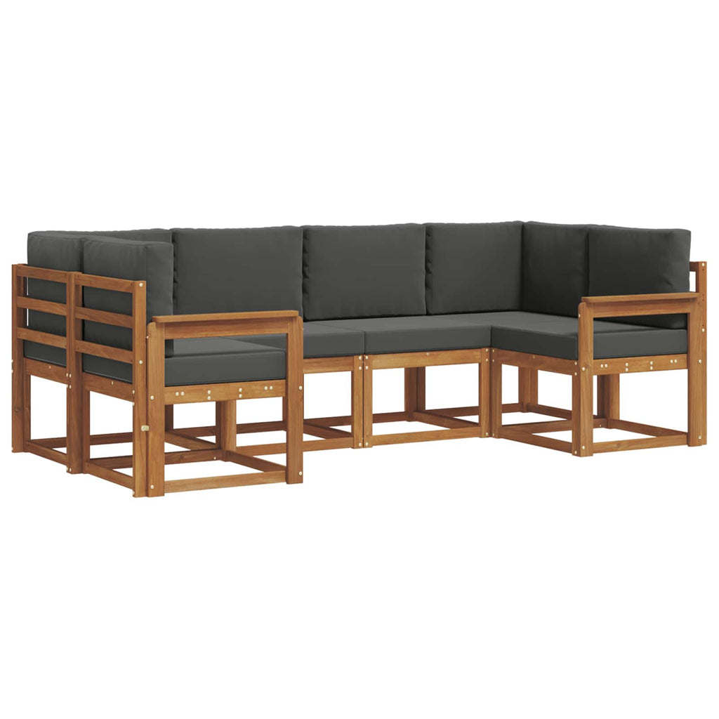 Outdoor-Sofagarnitur mit Kissen 6 pcs Natur und Anthrazit