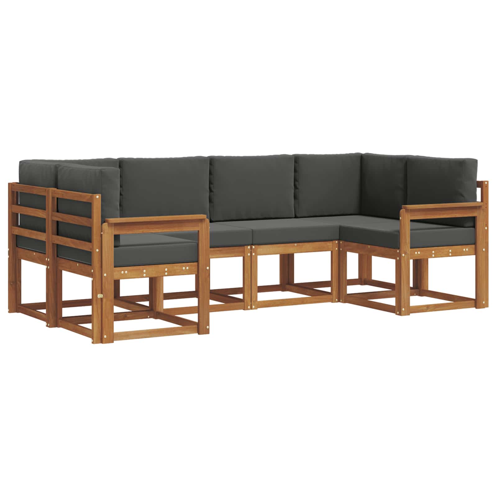 Outdoor-Sofagarnitur mit Kissen 6 pcs Natur und Anthrazit