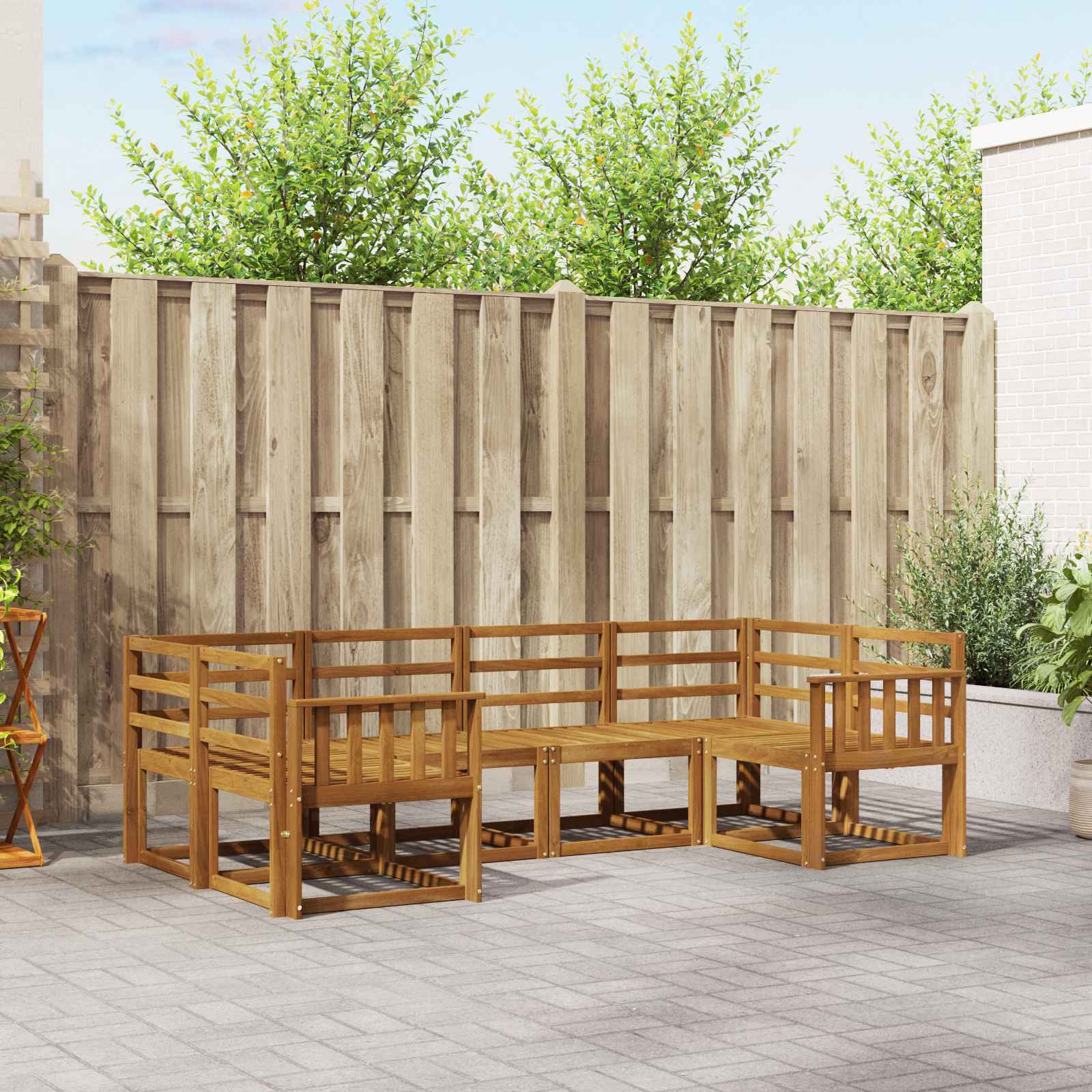 Outdoor-Sofagarnitur 6 pcs Natur Massivholz Akazie