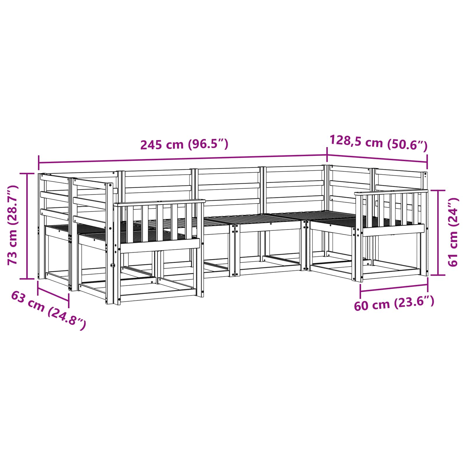 Outdoor-Sofagarnitur 6 pcs Natur Massivholz Akazie