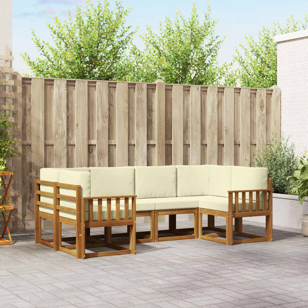 Outdoor-Sofagarnitur mit Kissen 6 pcs Natur und Creme