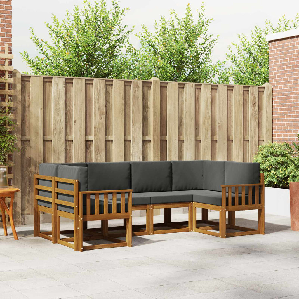Outdoor-Sofagarnitur mit Kissen 6 pcs Natur und Anthrazit