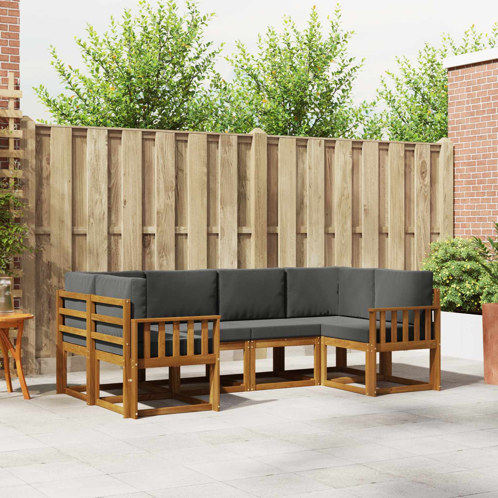 Outdoor-Sofagarnitur mit Kissen 6 pcs Natur und Anthrazit