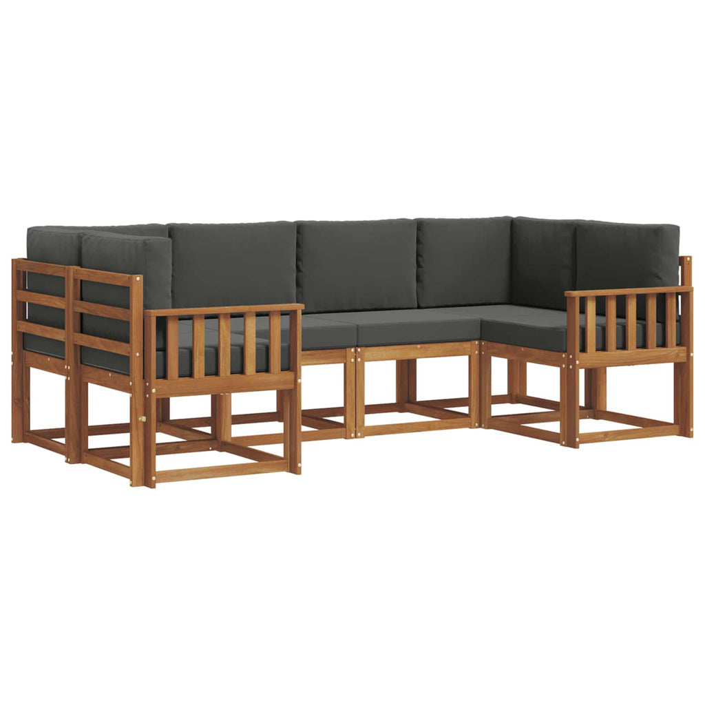 Outdoor-Sofagarnitur mit Kissen 6 pcs Natur und Anthrazit