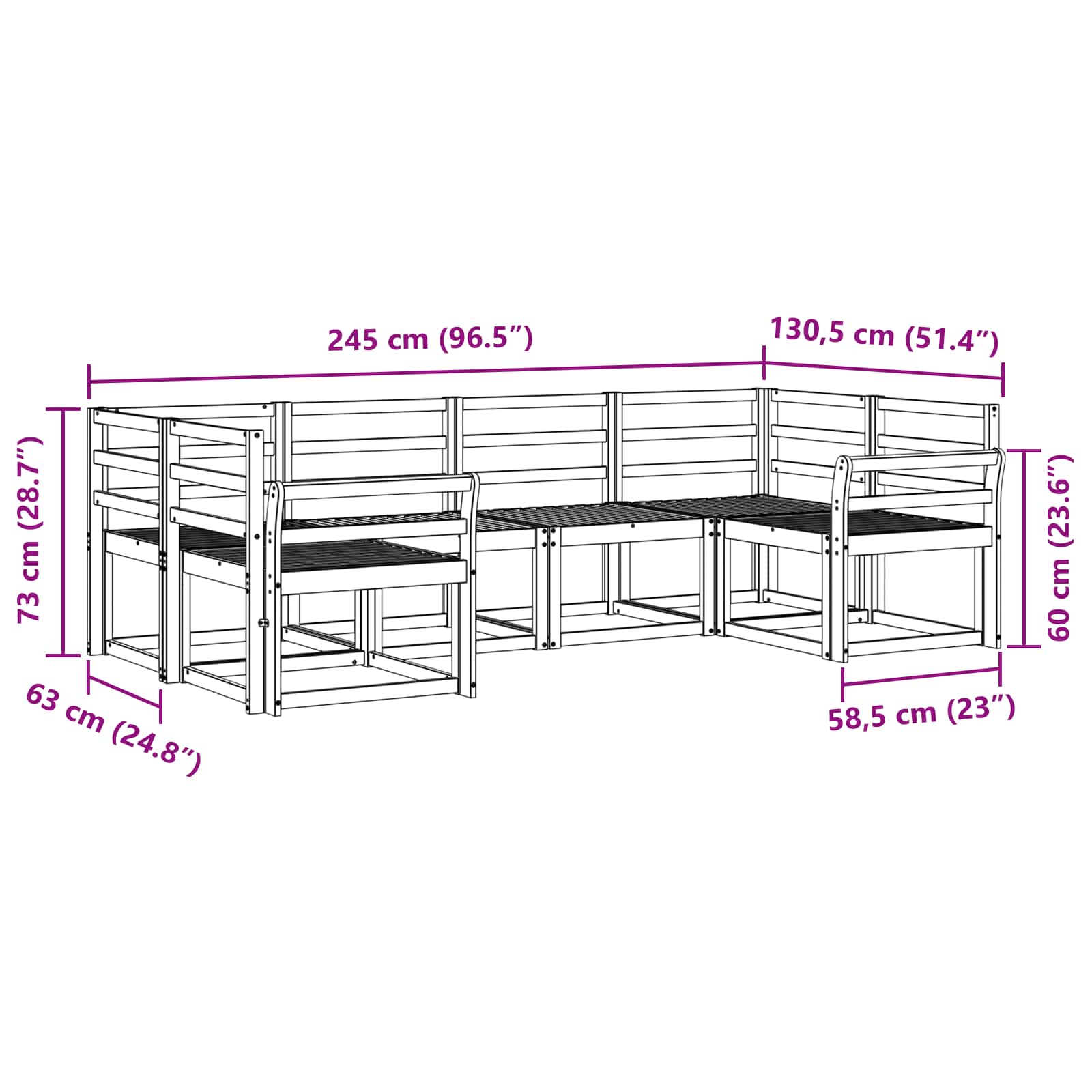 Outdoor-Sofagarnitur 6 pcs Natur Massivholz Akazie