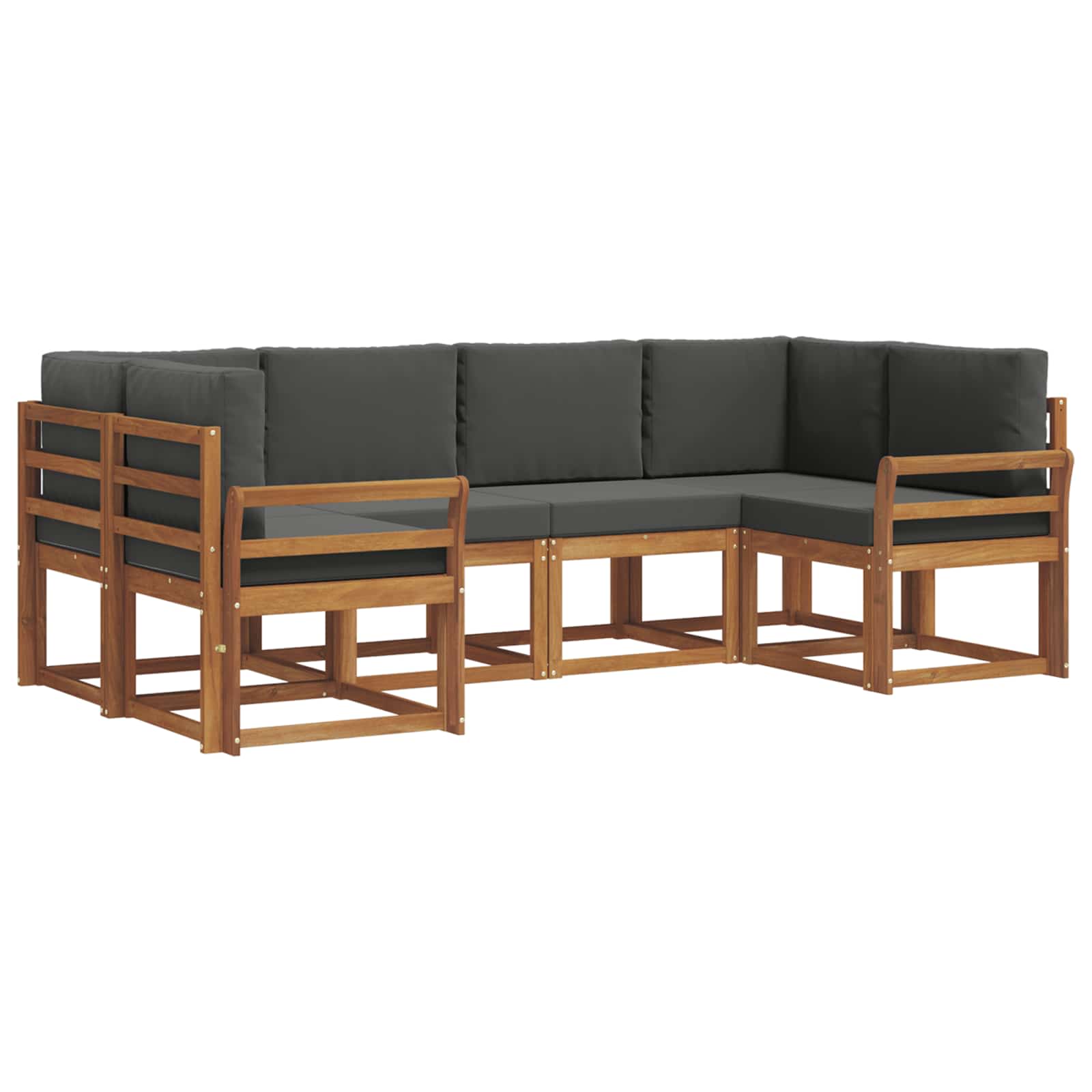 Outdoor-Sofagarnitur mit Kissen 6 pcs Natur und Anthrazit