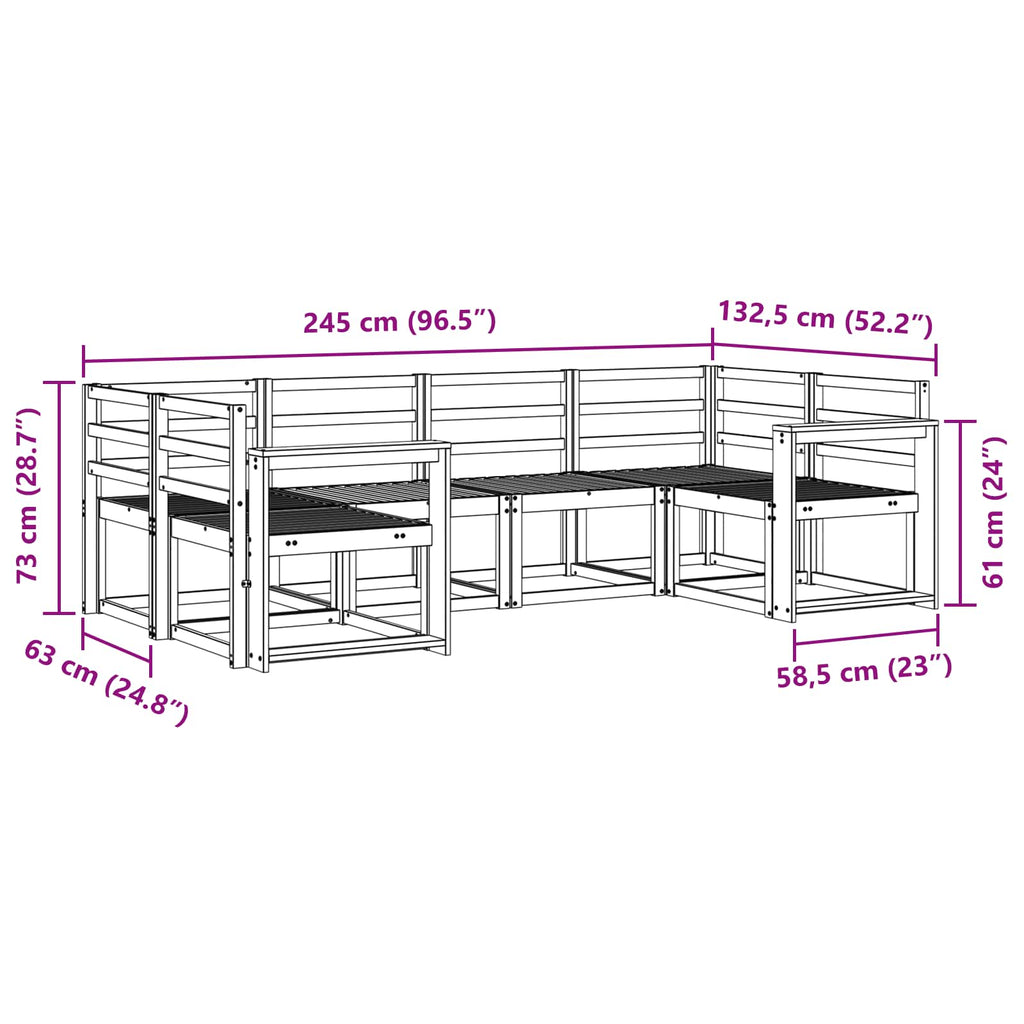 Outdoor-Sofagarnitur 6 pcs Natur Massivholz Akazie