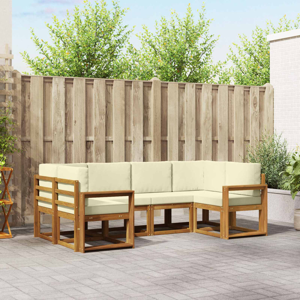 Outdoor-Sofagarnitur mit Kissen 6 pcs Natur und Creme