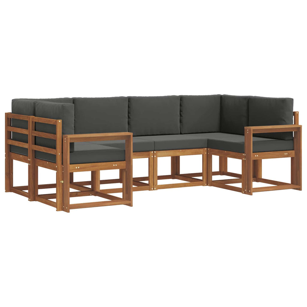 Outdoor-Sofagarnitur mit Kissen 6 pcs Natur und Anthrazit