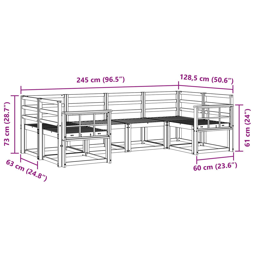 Outdoor-Sofagarnitur 6 pcs Natur Massivholz Akazie
