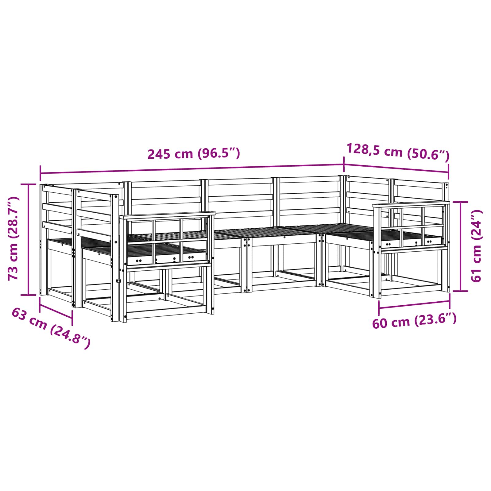 Outdoor-Sofagarnitur 6 pcs Natur Massivholz Akazie