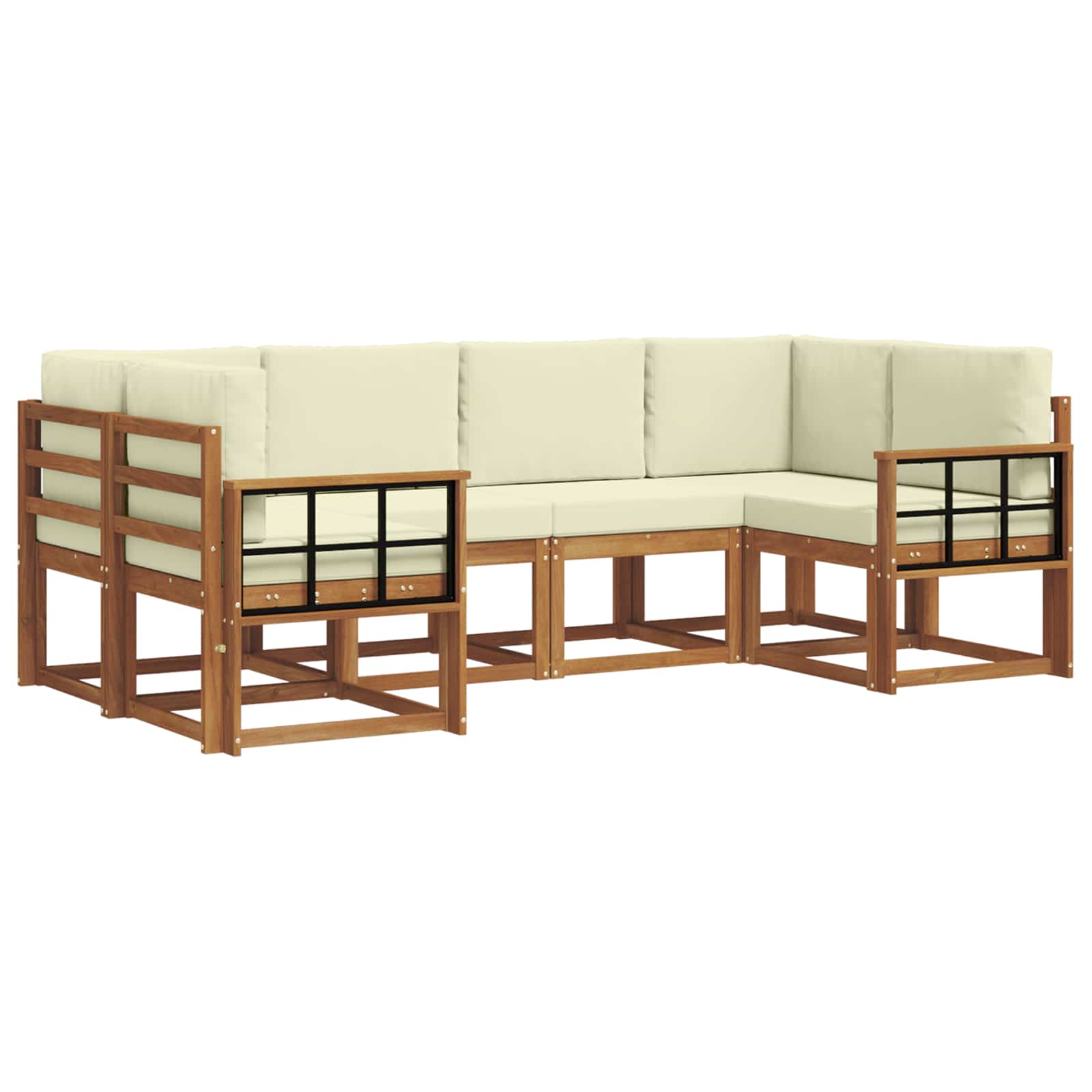 Outdoor-Sofagarnitur mit Kissen 6 pcs Natur und Creme