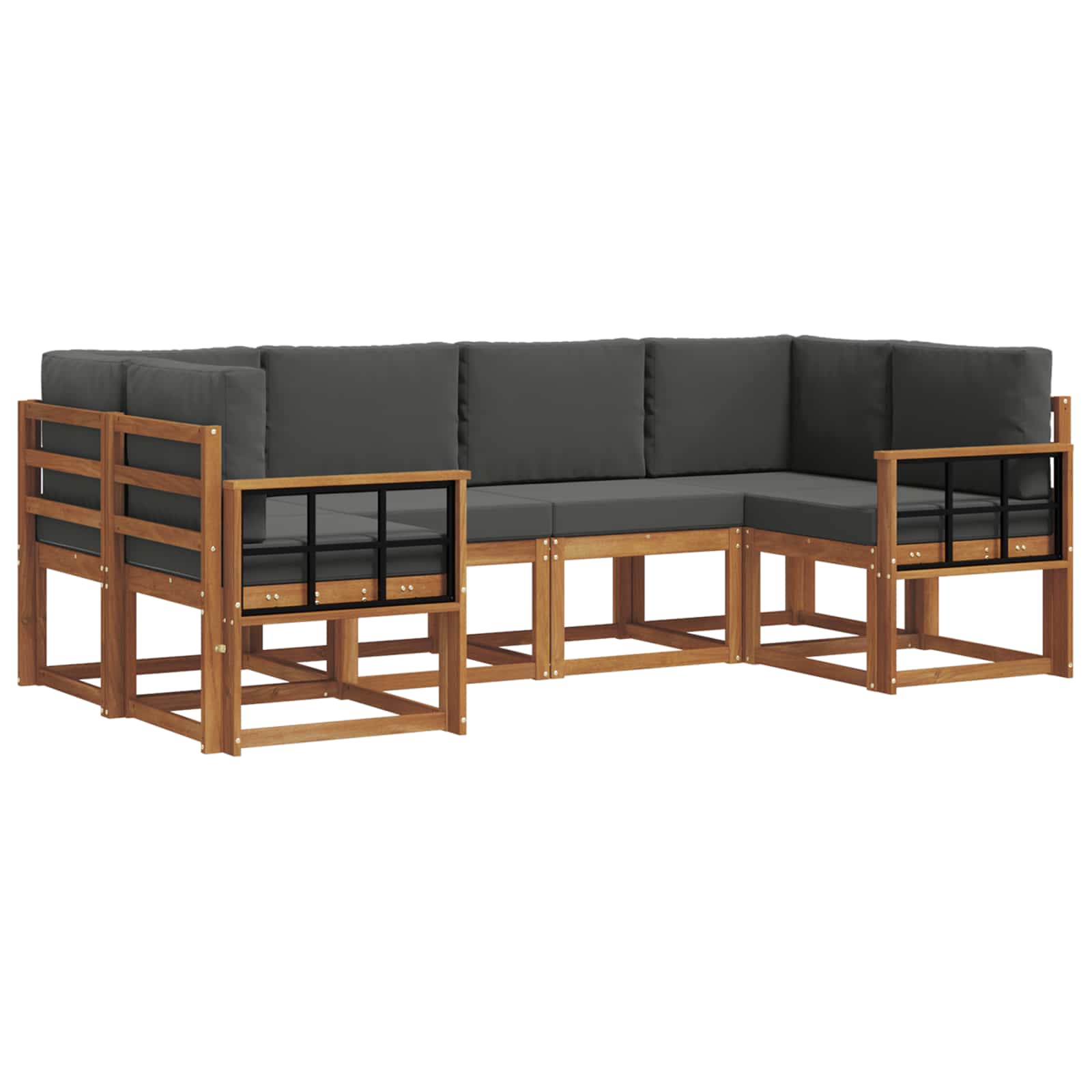 Outdoor-Sofagarnitur mit Kissen 6 pcs Natur und Anthrazit