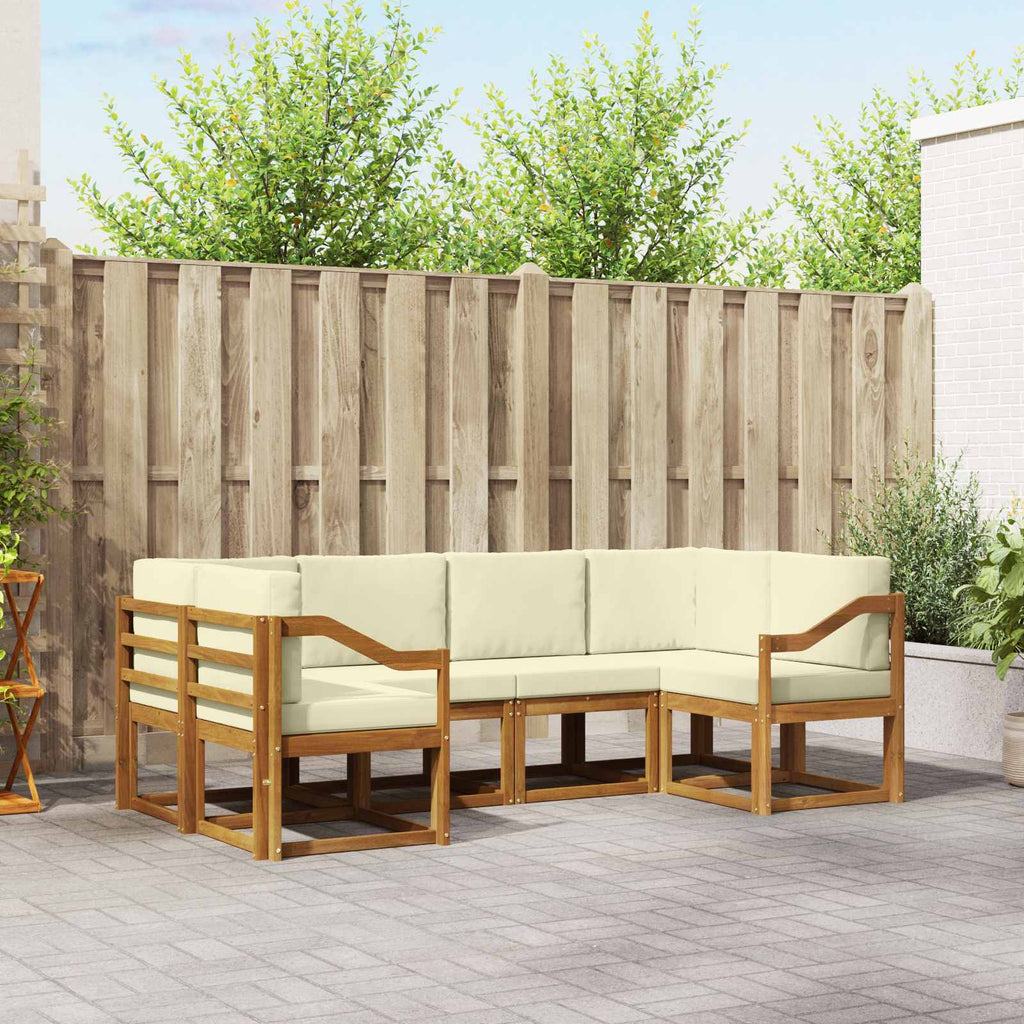 Outdoor-Sofagarnitur mit Kissen 6 pcs Natur und Creme