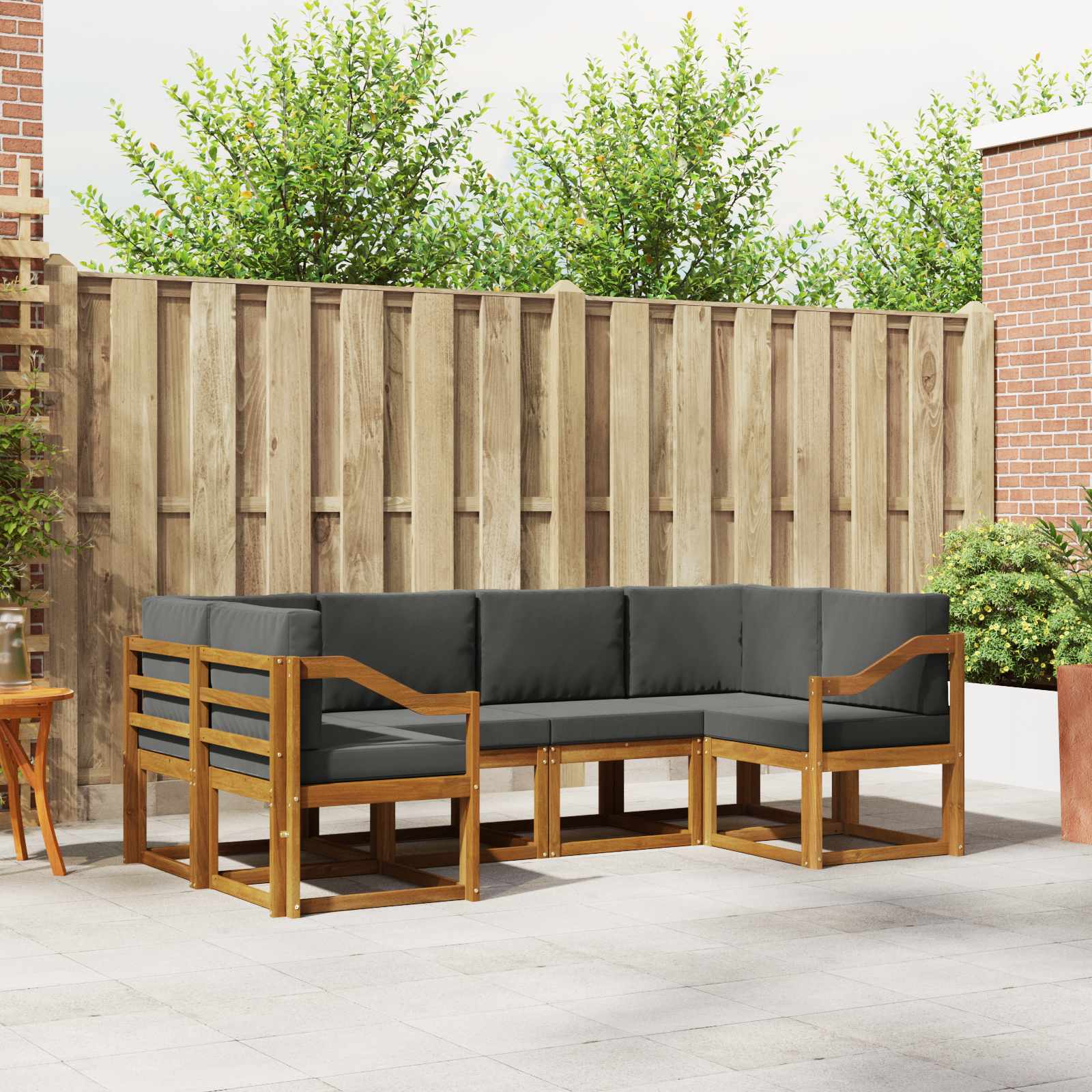 Outdoor-Sofagarnitur mit Kissen 6 pcs Natur und Anthrazit