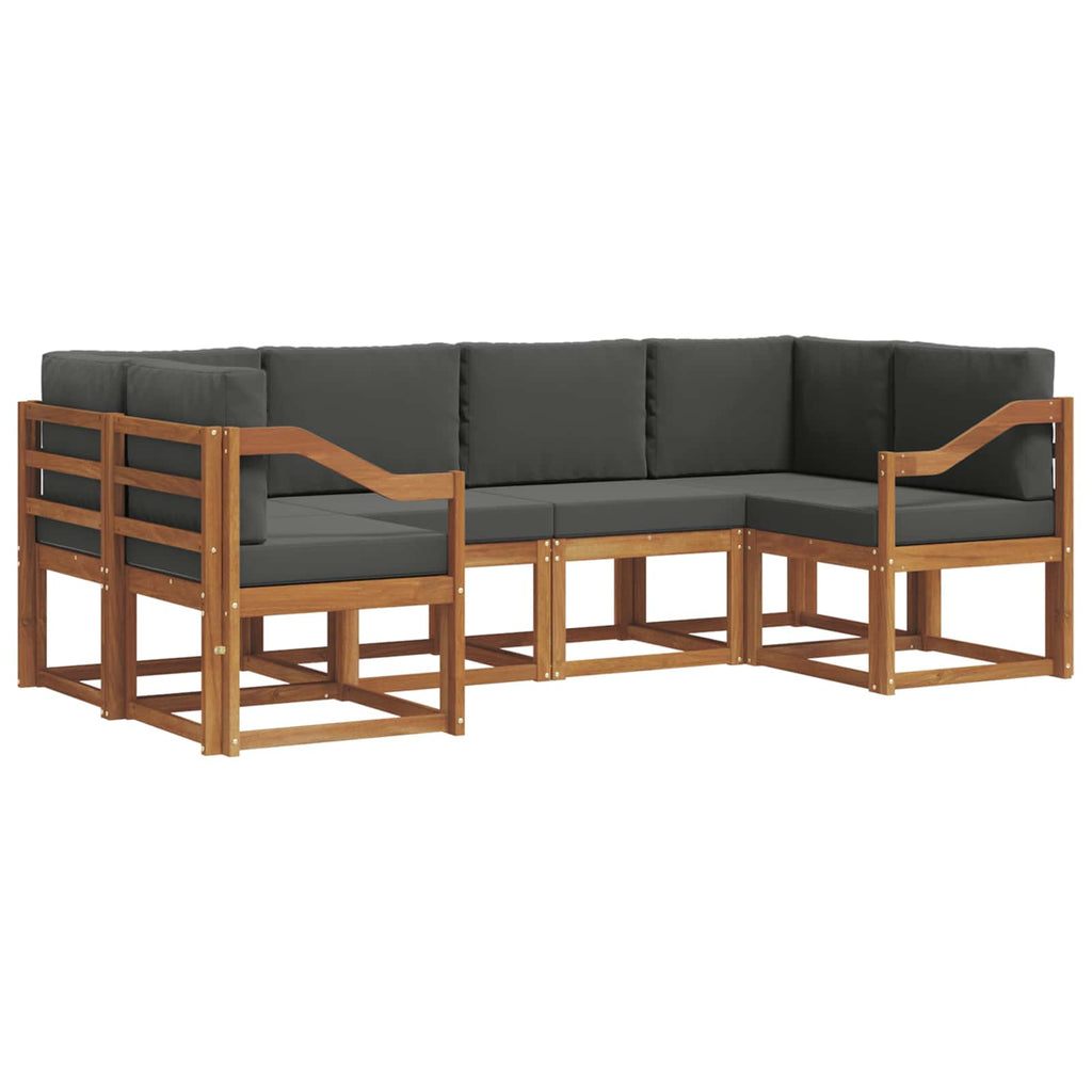 Outdoor-Sofagarnitur mit Kissen 6 pcs Natur und Anthrazit