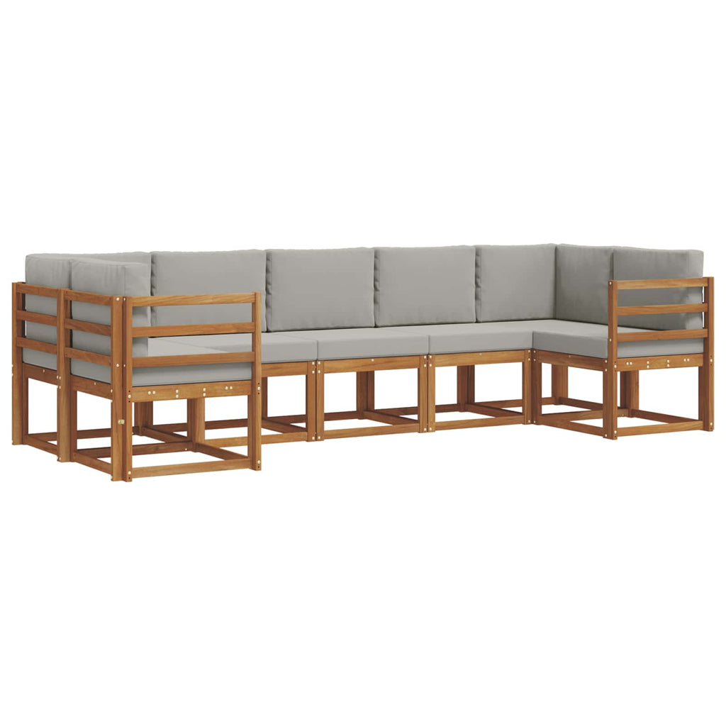 Outdoor-Sofagarnitur mit Kissen 7 pcs Natürlich und Hellgrau