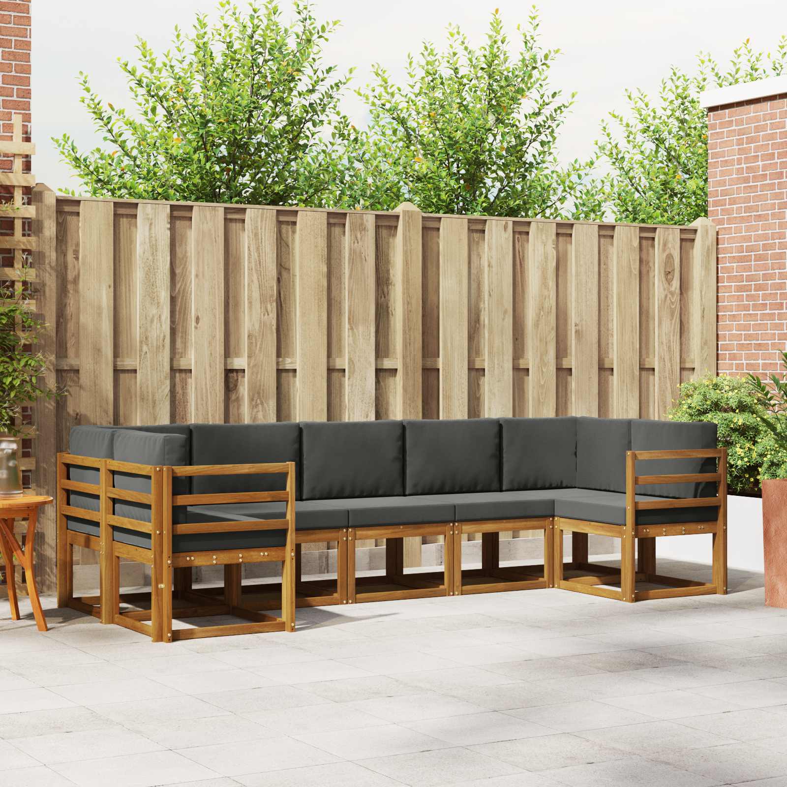 Outdoor-Sofagarnitur mit Kissen 7 pcs Natur und Anthrazit