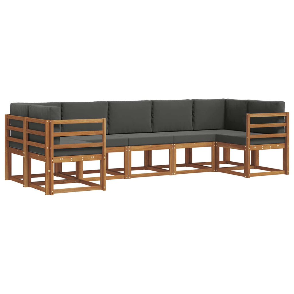 Outdoor-Sofagarnitur mit Kissen 7 pcs Natur und Anthrazit
