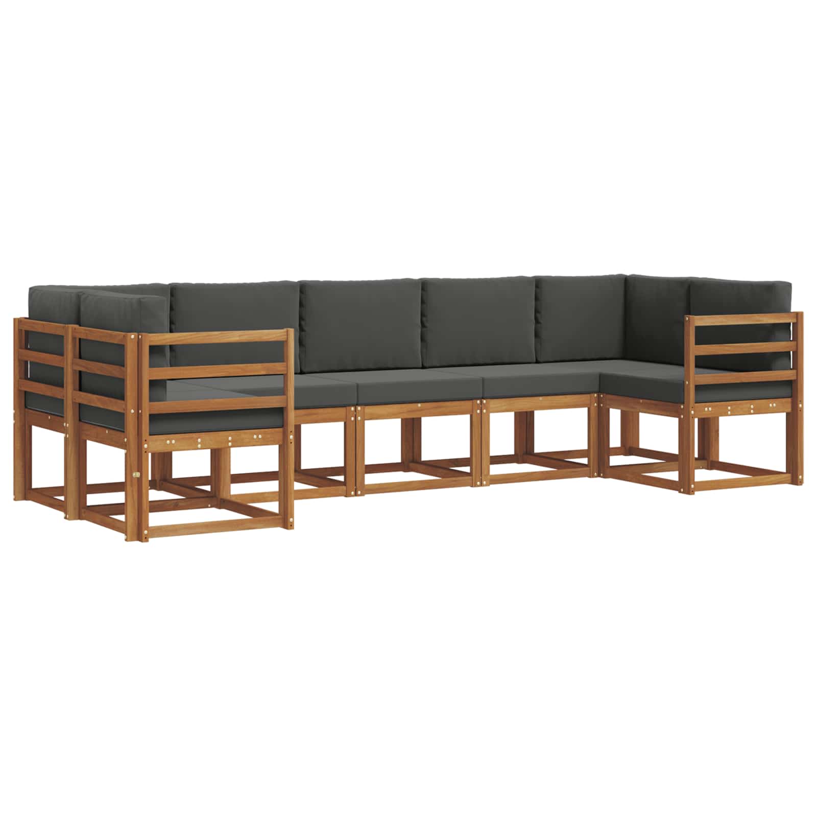Outdoor-Sofagarnitur mit Kissen 7 pcs Natur und Anthrazit