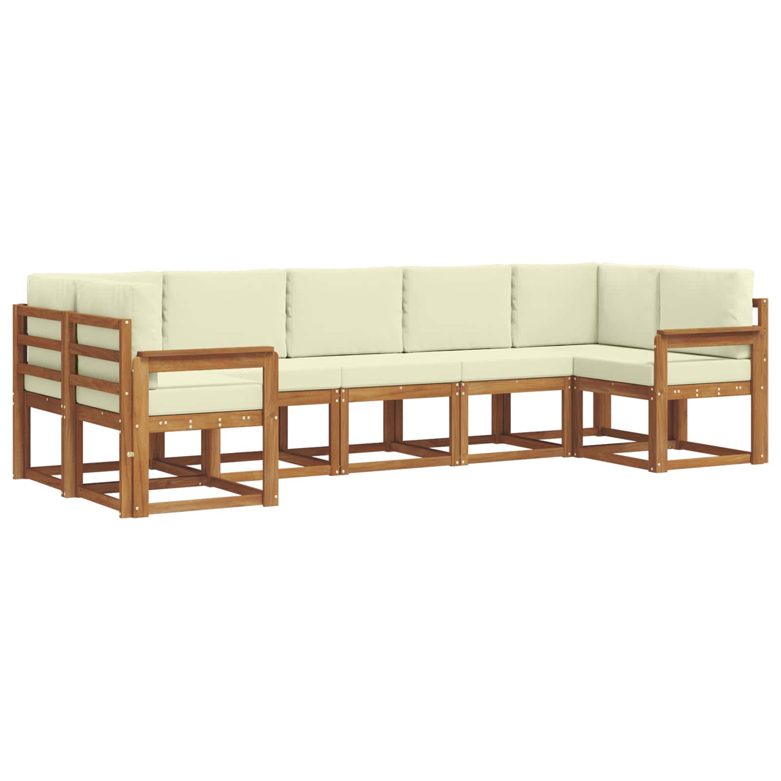Outdoor-Sofagarnitur mit Kissen 7 pcs Natur und Creme