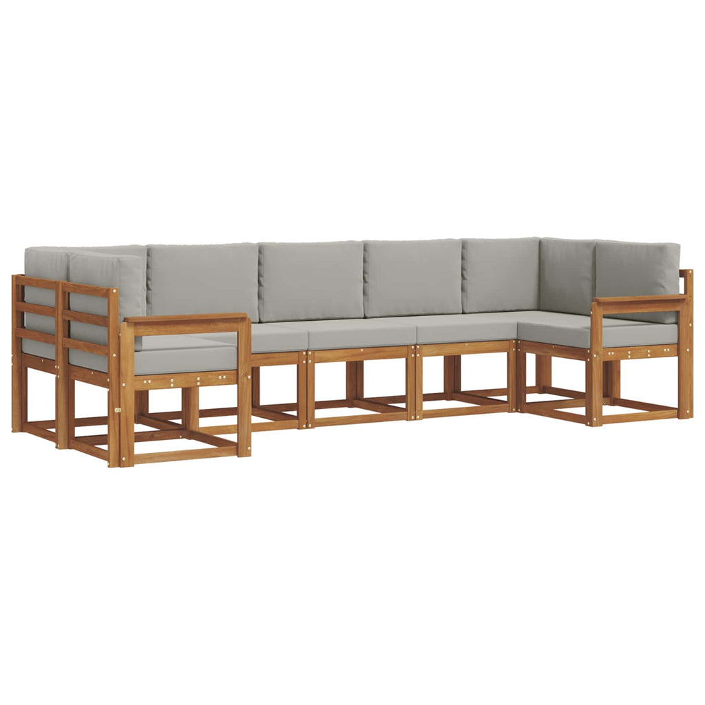 Outdoor-Sofagarnitur mit Kissen 7 pcs Natürlich und Hellgrau