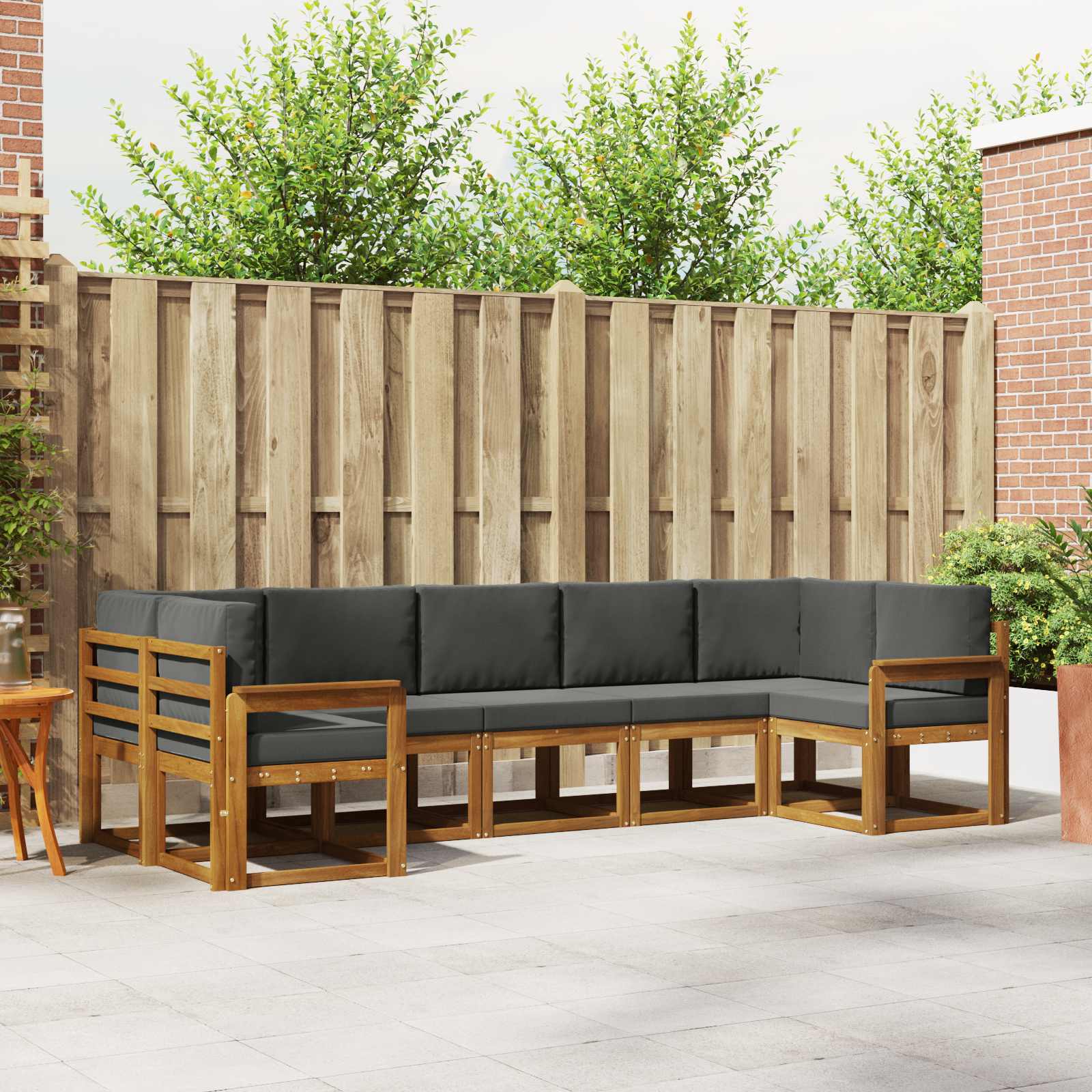 Outdoor-Sofagarnitur mit Kissen 7 pcs Natur und Anthrazit