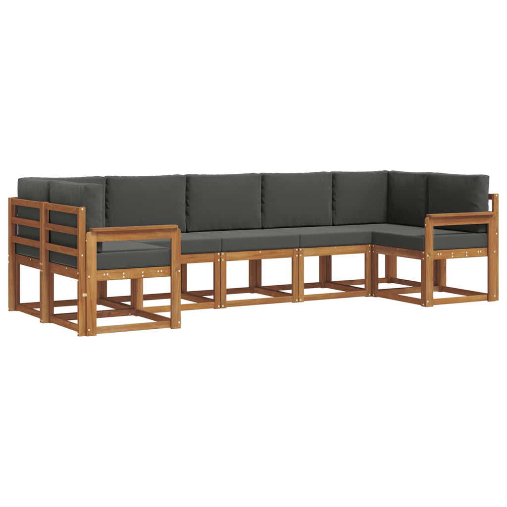 Outdoor-Sofagarnitur mit Kissen 7 pcs Natur und Anthrazit