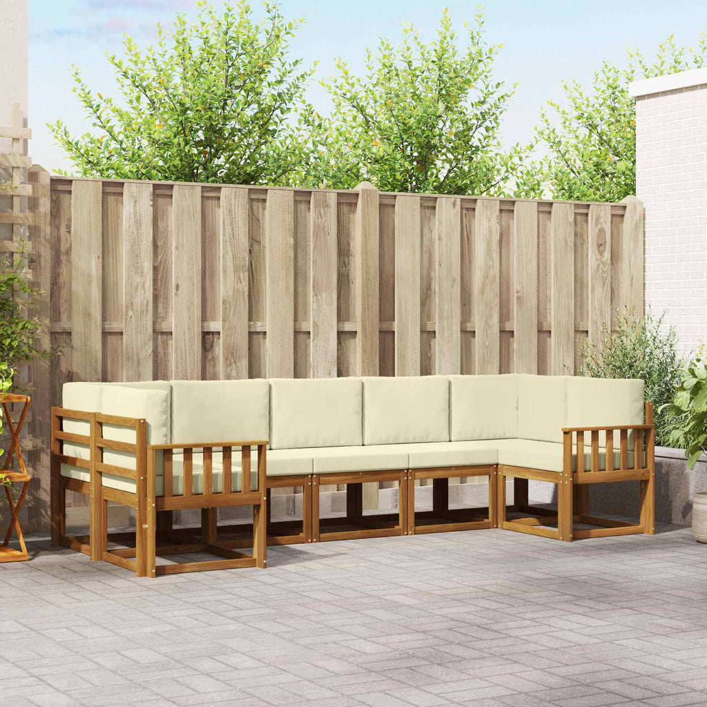 Outdoor-Sofagarnitur mit Kissen 7 pcs Natur und Creme
