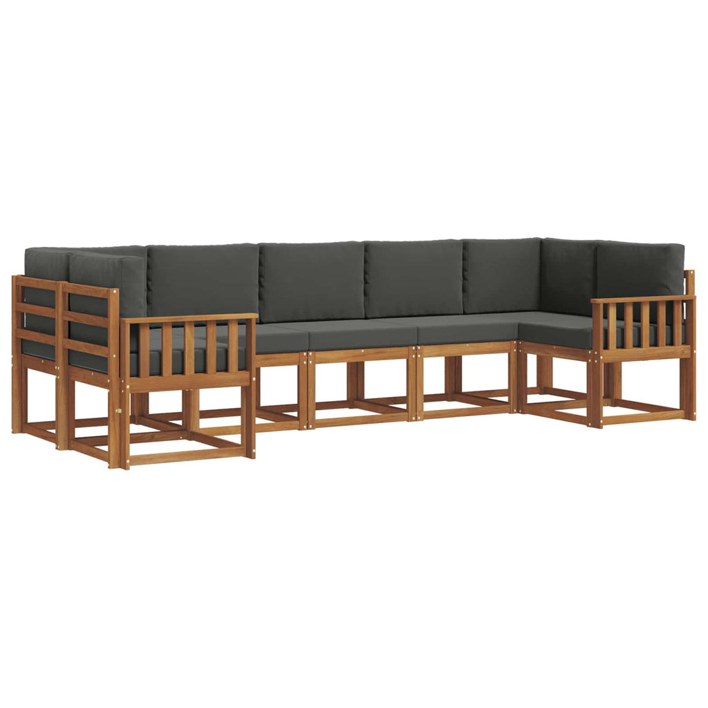Outdoor-Sofagarnitur mit Kissen 7 pcs Natur und Anthrazit