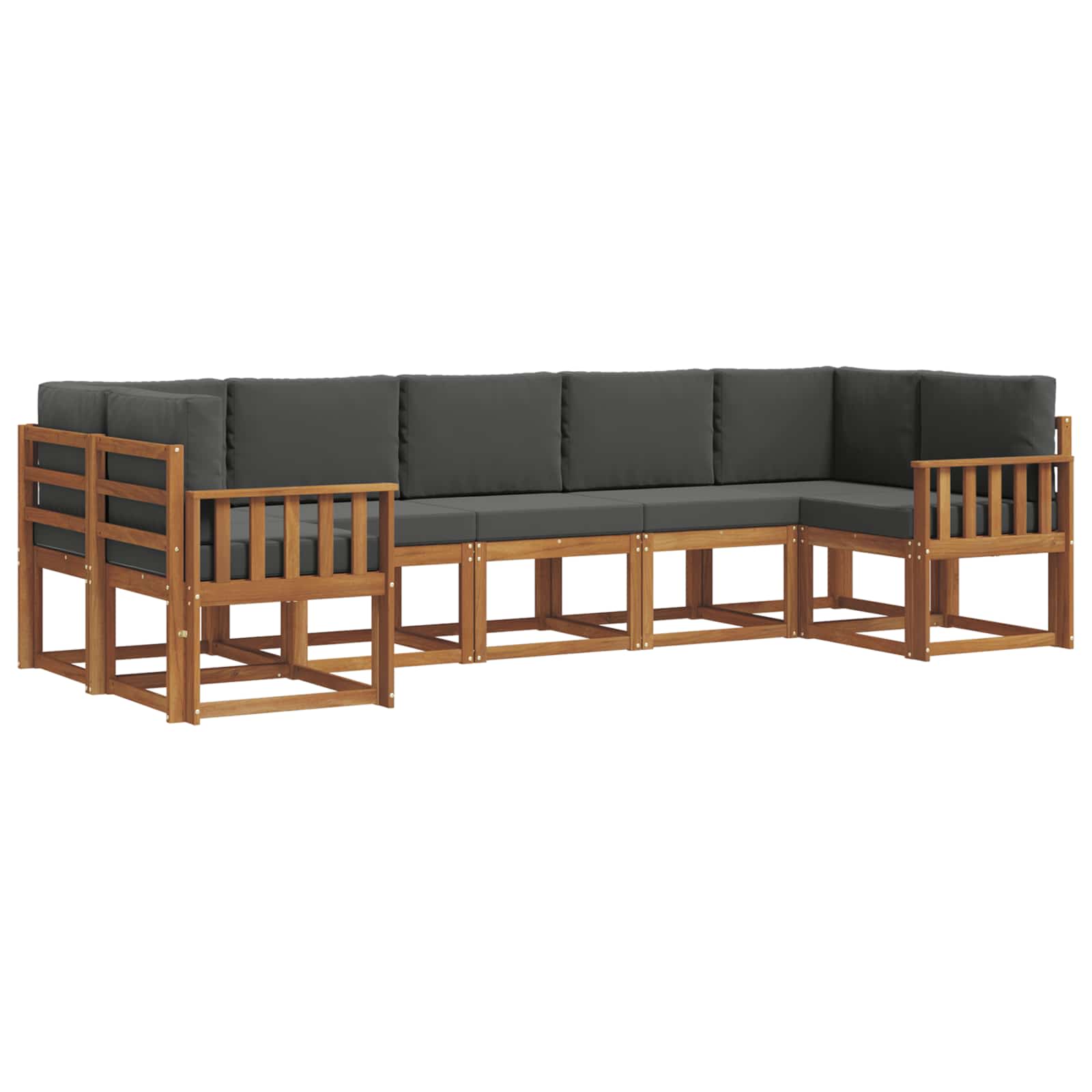 Outdoor-Sofagarnitur mit Kissen 7 pcs Natur und Anthrazit