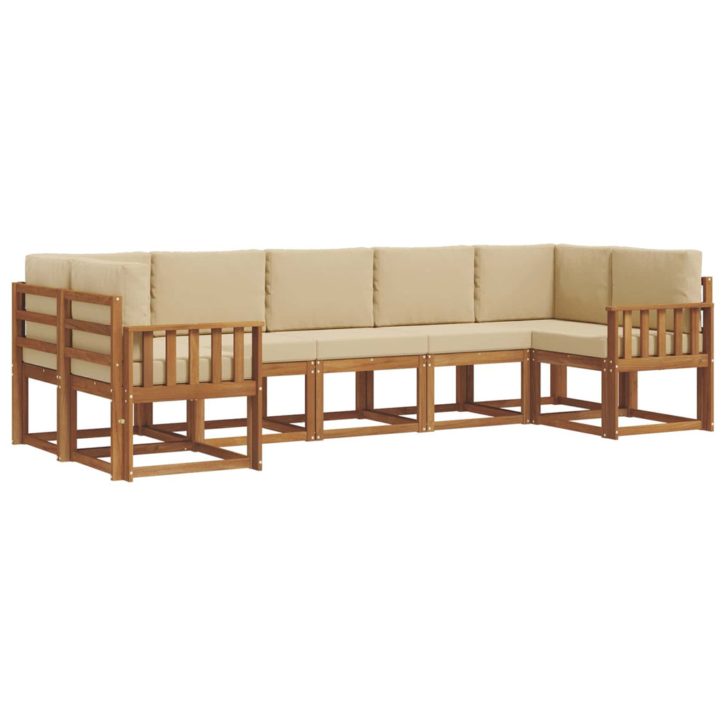 Outdoor-Sofagarnitur mit Kissen 7 pcs Natur und Beige