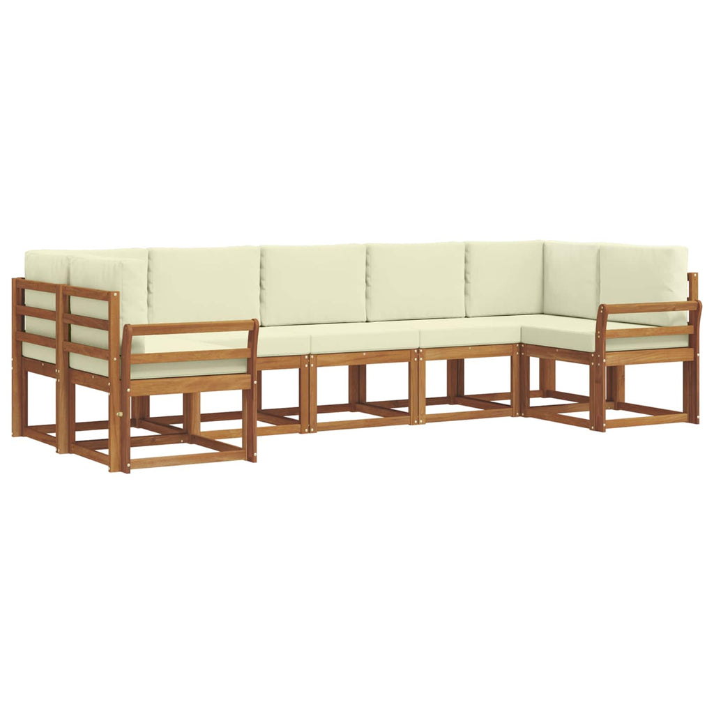 Outdoor-Sofagarnitur mit Kissen 7 pcs Natur und Creme