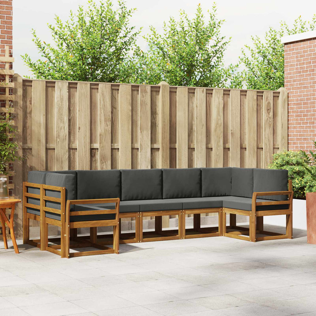 Outdoor-Sofagarnitur mit Kissen 7 pcs Natur und Anthrazit
