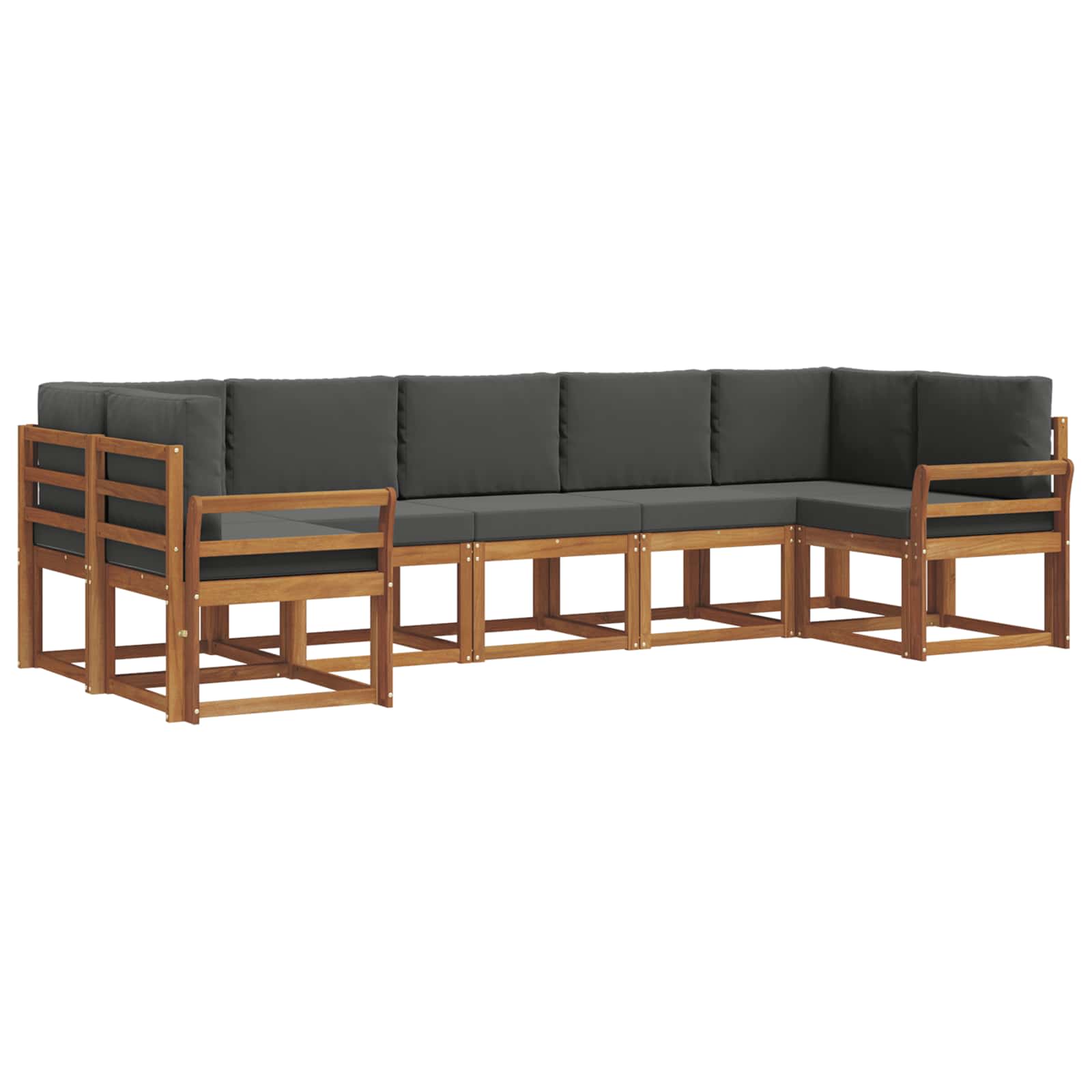 Outdoor-Sofagarnitur mit Kissen 7 pcs Natur und Anthrazit