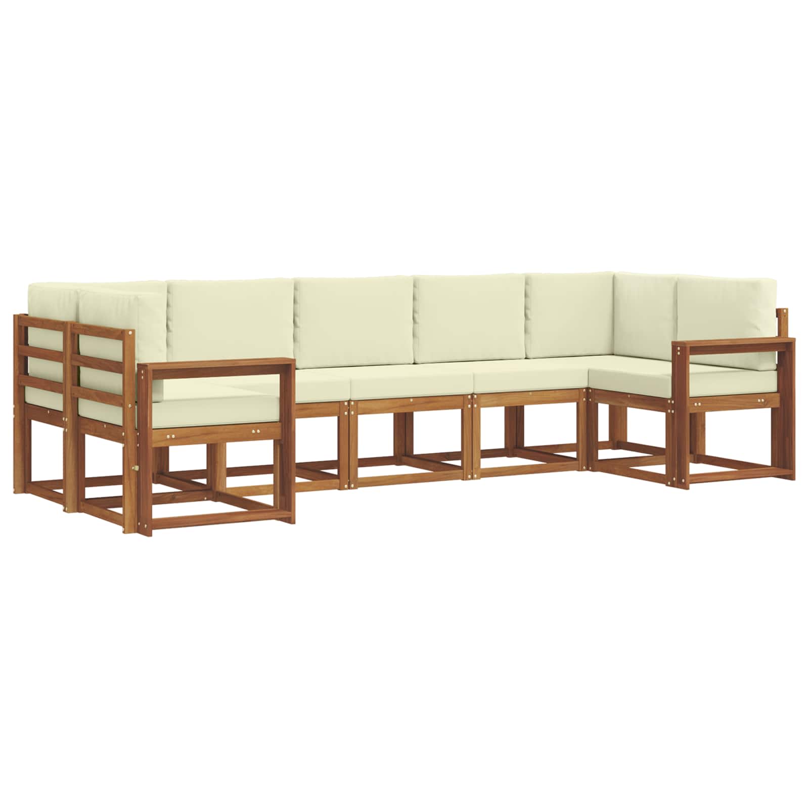 Outdoor-Sofagarnitur mit Kissen 7 pcs Natur und Creme