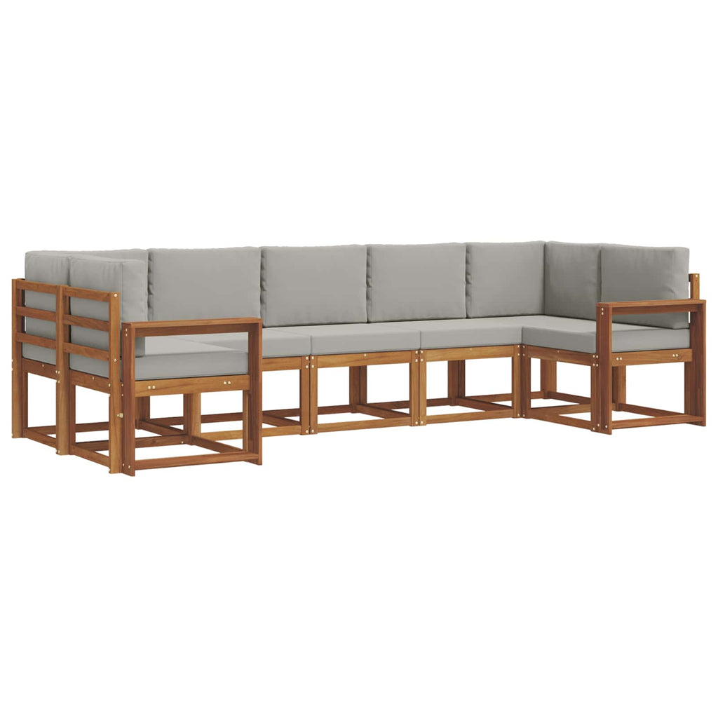 Outdoor-Sofagarnitur mit Kissen 7 pcs Natürlich und Hellgrau